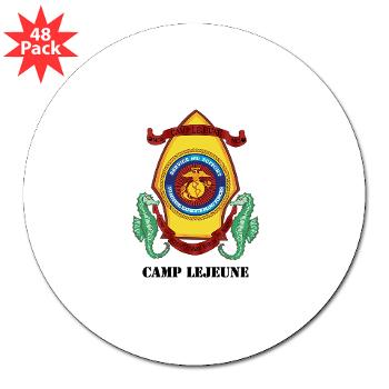 CL - M01 - 01 - Marine Corps Base Camp Lejeune with Text - 3" Lapel Sticker (48 pk)